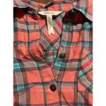 Matilda Jane Top Noble Lace Plaid Tunic Flannel Orange Blue Popover Shirt sz Sma Photo 6