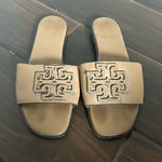 Tory Burch  INES SLIDE FLAT SANDAL TEXTURED ALMOND FLOUR LEATHER SZ US 9 Photo 0