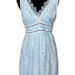 Minuet White Cotton Lace Fit Flare Mini Dress LARGE Embroidered Romantic $99 NEW Photo 0