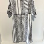J Glee Dress L Black White Floral Striped Midi Blouson Roll Tab Casual Festival Size XL Photo 7