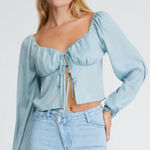 Princess Polly Pacsun NWT satin tie front long sleeve flowy princess blouse Photo 0