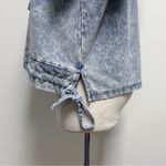 BLANK NYC Light Blue Acid Wash Yellow Caste Hooded Drawstring Hem Boxy Top Large Photo 5