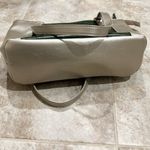 Aurielle Leather Tote Bag Purse Silver Green Double Handle Pockets Zipper Photo 7