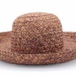 Vintage Bass Woven Braided Raffia Straw Sun Hat Dark Brown Y2K 90s Blossom OS Photo 2