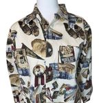 Vintage MW Studio Womens Baseball All Over Print 100% Cotton Button Up Shirt 14 Photo 1