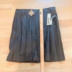 Size 14 100% Genuine Leather Pleated Skirt Black Knee Elegant Classic Metrostyle Photo 1