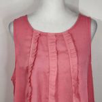 Elle  Pink Swiss Dot Sleeveless Blouse Size Large Pink Semi-Sheer Ruffle Top Photo 1