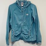 The North Face teal blue green zip up fleece sweatshirt, women’s size large Photo 1