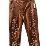 Anthropologie Pilcro NWT Velvet Beaded Wanderer Pants Size 29 Copper Bronze $158 Brown Photo 0