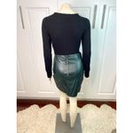 Zeagoo Forest Green High Waist Stretchy Leather Skirt w/ Zipper Photo 5
