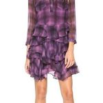 Rebecca Taylor PLAID SILK CHIFFON PURPLE RUFFLED SHIRT DRESS 4 Photo 0