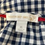 Westport 1962  Gingham Embroidered Tunic Top XL Navy White Red Tie Sleeves Photo 4