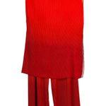 Andrea Iyamah ‎ Atti Ombre Plisse Two-Piece Set Straight-Leg Pants Top Red Small Photo 1
