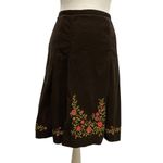 Dress Barn Skirt Corduroy Brown Embroidery Size 14 Midi Length Side Zipper Photo 5
