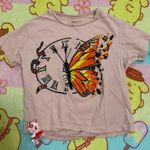 On Fire  peach butterfly graphic crop top Photo 0