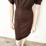 Allison Brittney [] Chocolate Brown Cashmere Round Neck Sheath Dress Size Large L Photo 5