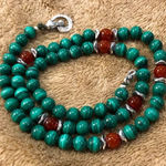 URARTU Green Malachite and Red
Carnelian Sterling Silver Beaded Necklace Photo 0