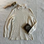 Talbots Lambswool Blend Cream White Cable Knit Turtleneck Pullover Sweater Photo 1