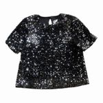 Alex Marie NWT Lia Sequined Crew Neck Short Sleeve Stretch Velvet Black Bls MD Photo 2