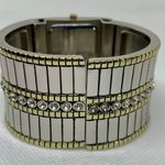 Women’s cuff bangle bracelet watch two tone crystals 36mm quartz running Photo 4