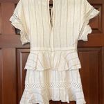 Stevie May linen blend crochet trimmed mini dress Gold Photo 5