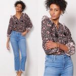 Cleobella Bohemian Ruffle Brynlee Blouse Fan Print Small Organic Indian Cotton Photo 7