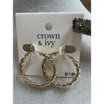 Crown & Ivy NWT  Shiny‎ Gold Twisted Braided Hoop Earrings Photo 1
