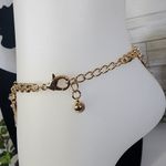 Gold Figaro Chain Anklet Bracelet with Tricolor Gold Butterfly Charms Photo 3