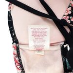 Xhilaration  Black Pink Carnation Flower Bandeau Racerback Bikini Top Size Medium Photo 3