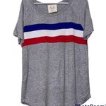 Fantastic Fawn  medium women’s gray short sleeve t shirt red white blue striped Photo 0