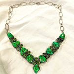 Sterling Silver Mohave Lime Green Copper Infused Turquoise Peridot 925 Necklace Photo 0