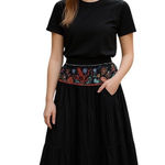 Soaked Y2K Embroidered Cotton Maxi Skirt Black Size M Boho Cottage Festival Cute Size M Photo 0