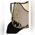 La Perla  sheer gold filigree appliqué chic Elegant Black fitted dress NYE LBD Photo 4