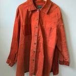 Ashley Stewart Orange suede patchwork button-up shirt jacket shaker with a relaxed fit 🔥 Photo 0