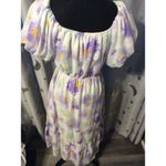 Cottagecore Puffed Sleeves Floral Dress Large L Lined Gathered Neckline Photo 6