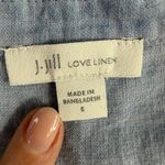 J Jill Love Linen S Small Shirt Button Front Roll Tab Sleeve V Photo 4