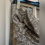 ZARA  Silver Sequin All Over Mini Dress Strapless Limited Edition Size Large L Photo 4