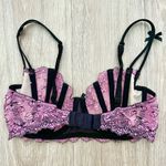 Victoria's Secret  Vintage Y2K Pink Black Bow Floral Lace Balconette Bustier Bra Photo 1