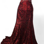 American Vintage Riva Red Sequin Leopard Rhinestone Pageant Prom Gown Sz 6 Photo 0