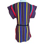 Vintage 70s Rainbow Striped Tunic Sweater Side Slits Short Sleeve Belted Size S? Photo 6