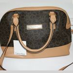 Calvin Klein Saffiano Leather Satchel Purse Brown Photo 6