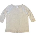 Vince Camuto Two By Heather Oatmeal Cream Sheer Mesh Patchwork Top Size M Boho Photo 0