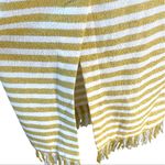 LPA ‎ Strapless Bodycon Dress Yellow White Stripe Midi Size Medium Fringe Hem Photo 6