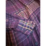 Free People Burgundy Plaid Gauze Button Up Shirt Tunic Top Women's Medium Photo 2