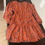Rebecca Minkoff Caden ruched tiered dress, burnt orange floral print, lined, XS Photo 13