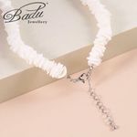 Badu Bohemia White Natural Shell Bead Necklace Irregular Seashell Necklace Photo 4