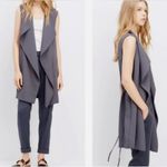 Vince  Long Drape Crepe Vest Wrap Leather Tie Waist Belt Gray Small Chic Classic Photo 1
