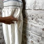 Free People Sienna Smocked Jumpsuit size S, tie back, missing belt, ecru color Photo 6