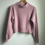 Hollister Easy Cozy Waffle Mock- Neck Sweater (Sz S) Dusty Pink Rose Chenille Photo 1