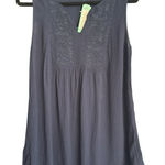 Market & Spruce Stitch Fix Embroidery Sleeveless Top Medium Navy Blue NWT Photo 0